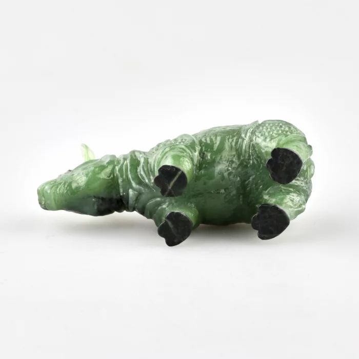 Stone-cut miniature Jade Rhinoceros in Faberge style 
