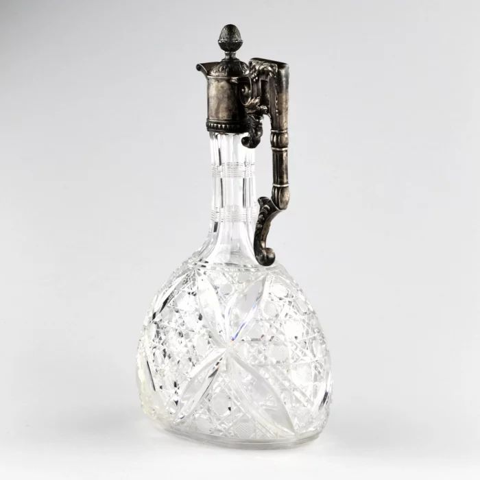 Russian liqueur decanter, crystal and silver. 