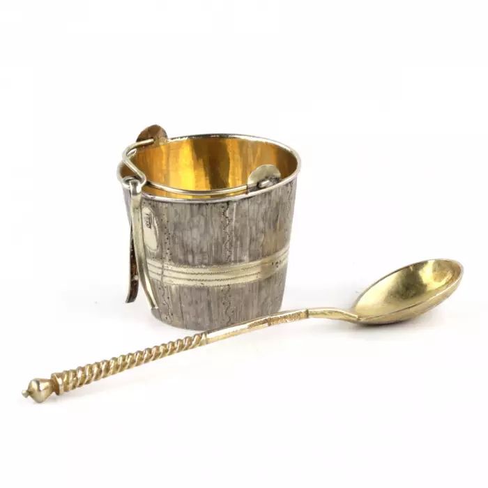 A spoon and tea strainer. Savinkov Victor, Russia, Moscow 1884 