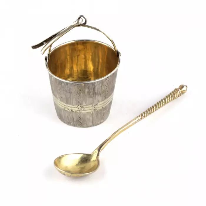 A spoon and tea strainer. Savinkov Victor, Russia, Moscow 1884 