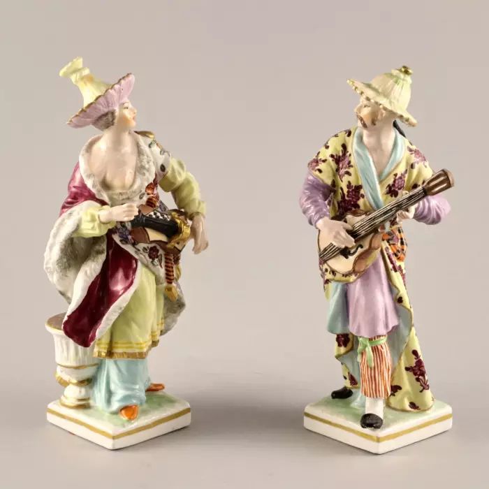 Porcelain pair Chinese Musicians. KPM.