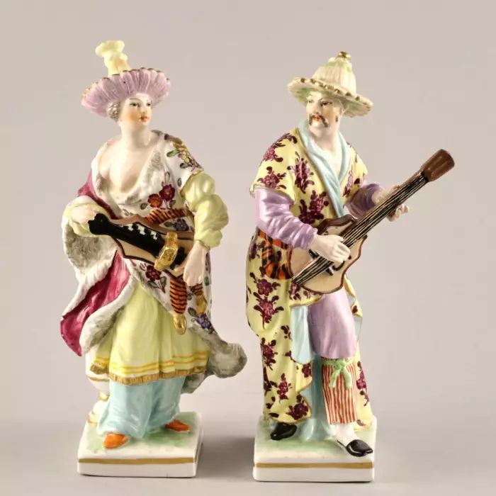 Porcelain pair Chinese Musicians. KPM.