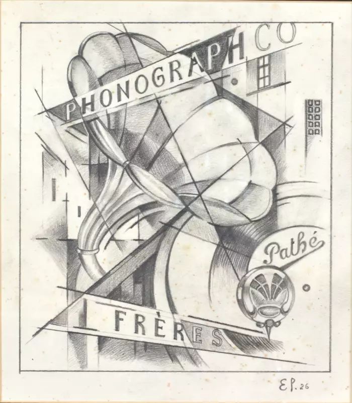 Advertising poster Phonograph Co.. Frères. 