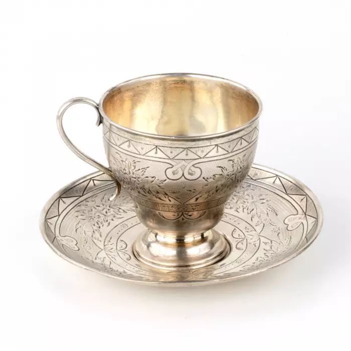 Silver coffee pair 84, Moscow. Russia. 1864. 