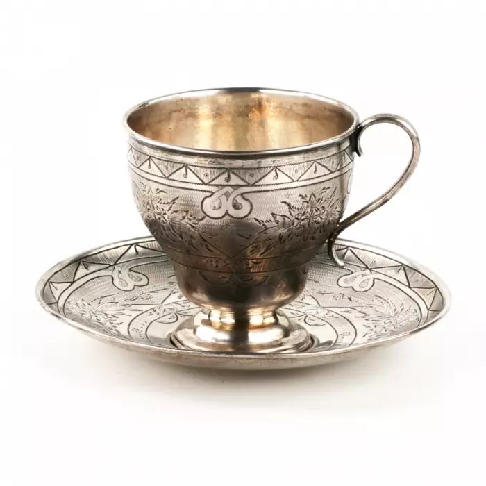 Silver coffee pair 84, Moscow. Russia. 1864. 