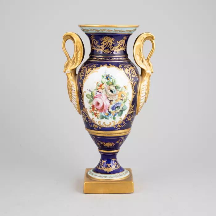 Empire style porcelain vase. Le Tallec. France, 20th century. 