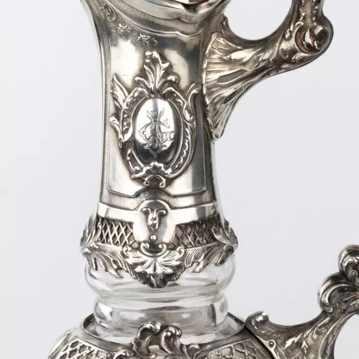 Paul Buoton & Cie. Magnificent wine glass jug in silver. 