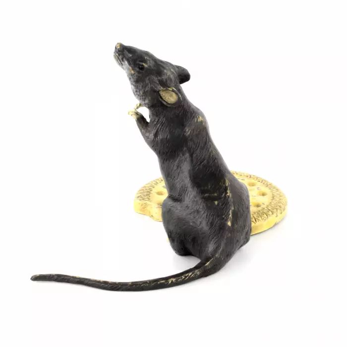 Vienna bronze miniature Rat with a biscuit. 