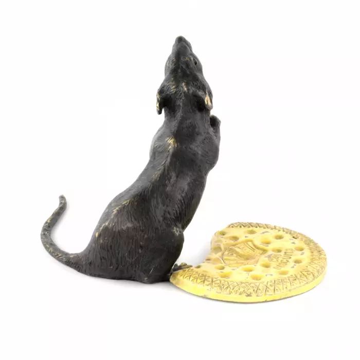 Vienna bronze miniature Rat with a biscuit. 