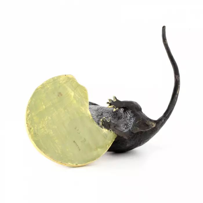 Vienna bronze miniature Rat with a biscuit. 