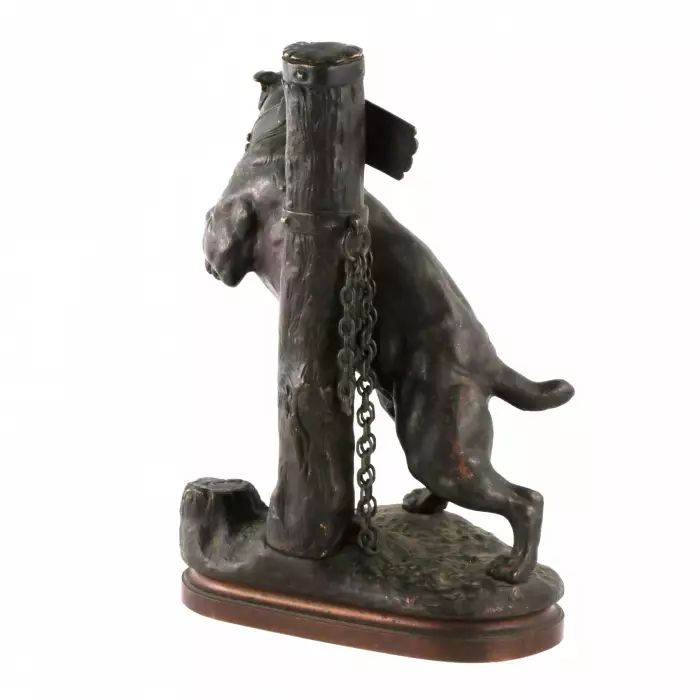 Charles Valton. Bronze Mastiff on a chain. 