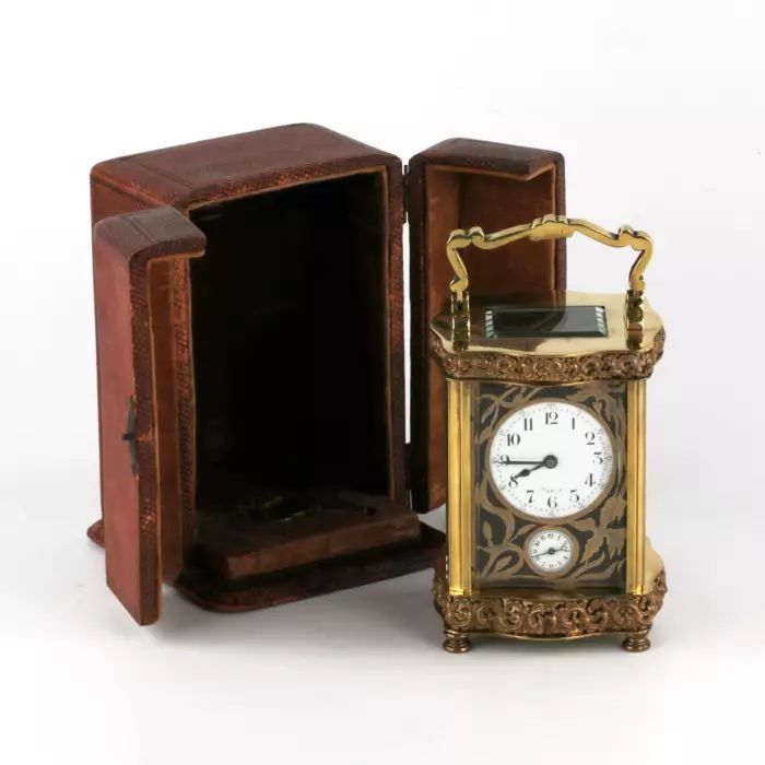 Magnificent carriage clock in its own case. 