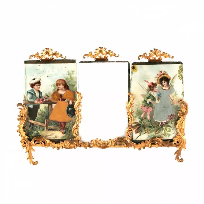 Three-part photo frame in the rococo style. 