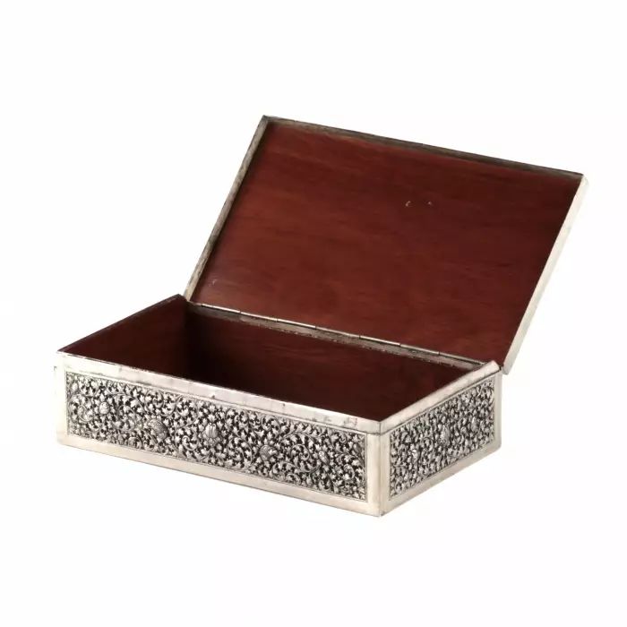 Silver cigar box. 