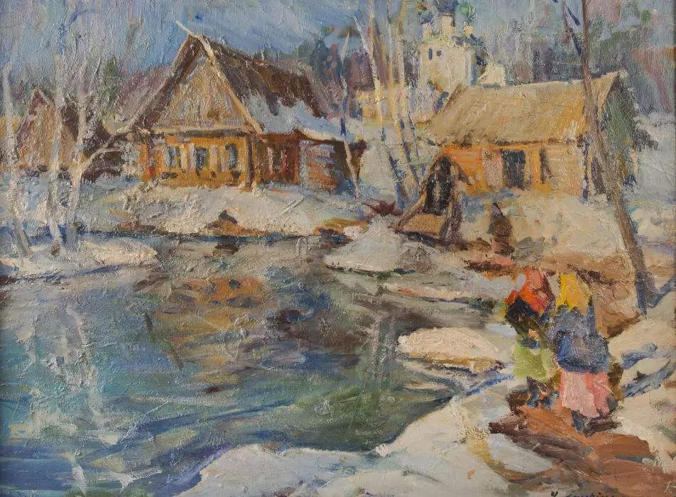 Winter village. Georgy Lapshin (1885-1951) 