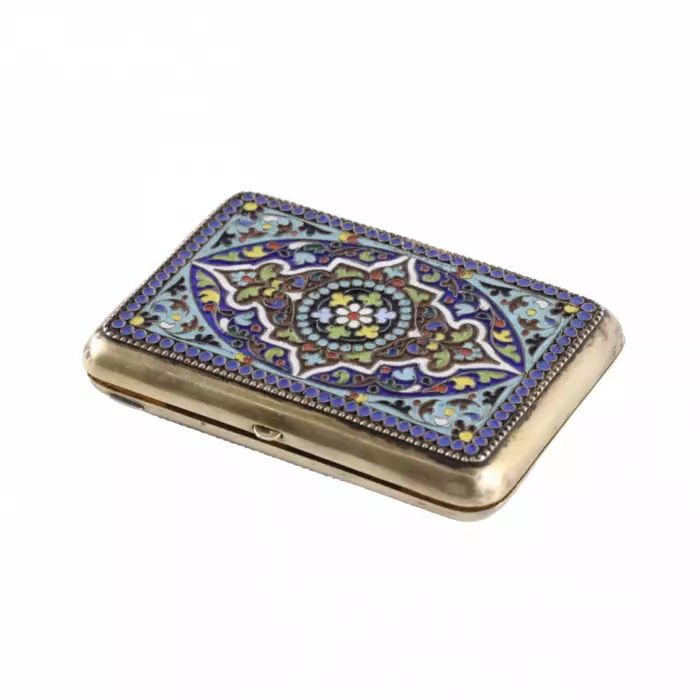 Estonian silver cigarette case in Russian style. 1920s. 