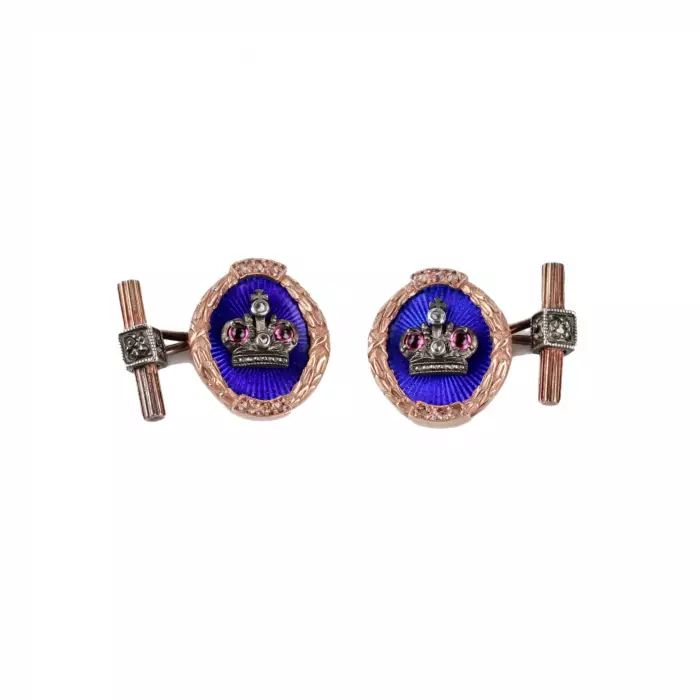 Boutons de manchette en or façon Faberge. 