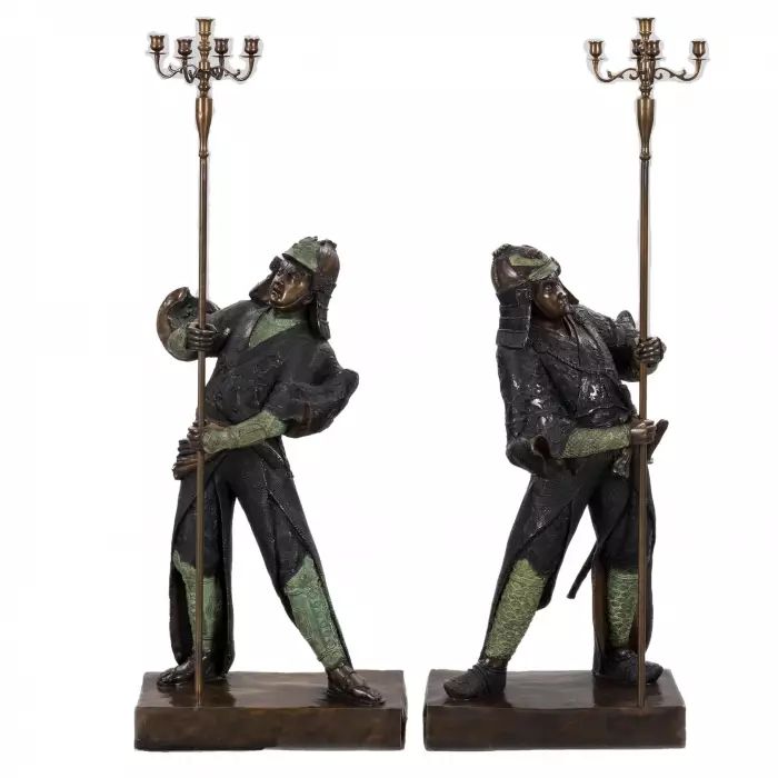 Twin candelabra Samurai 