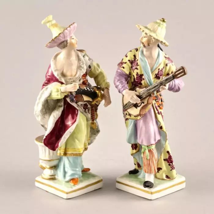 Porcelain pair Chinese Musicians. KPM.