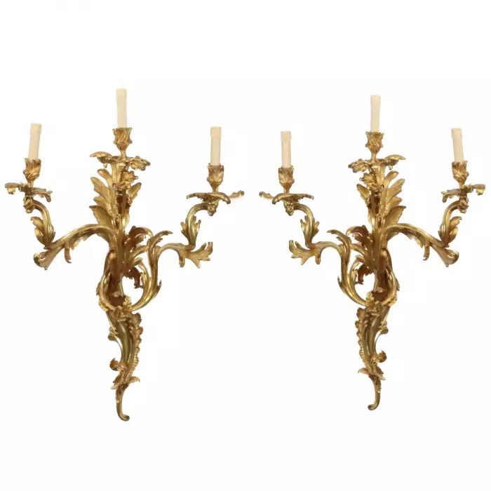 Pair of  wall sconces Rococo style 