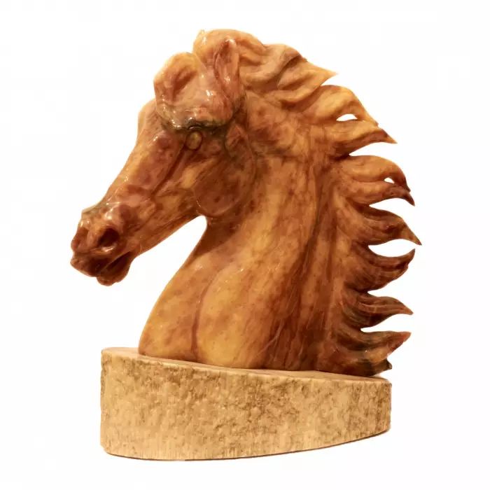 Zirga galva uz pjedestāla. 