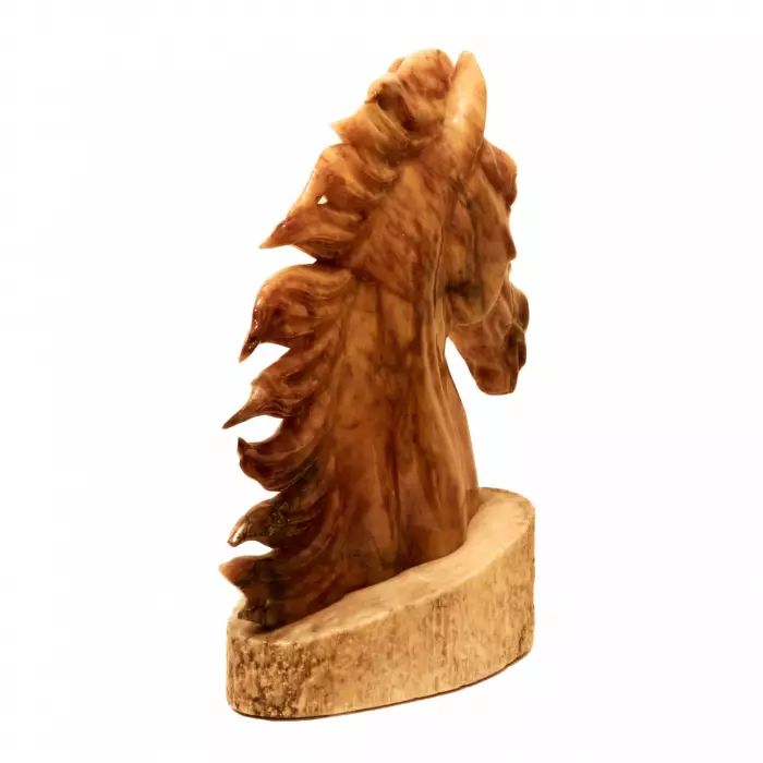 Horse head on a pedestal. 