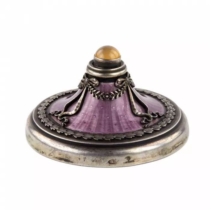 K. Faberge. Silver table bell with guilloché enamel. 
