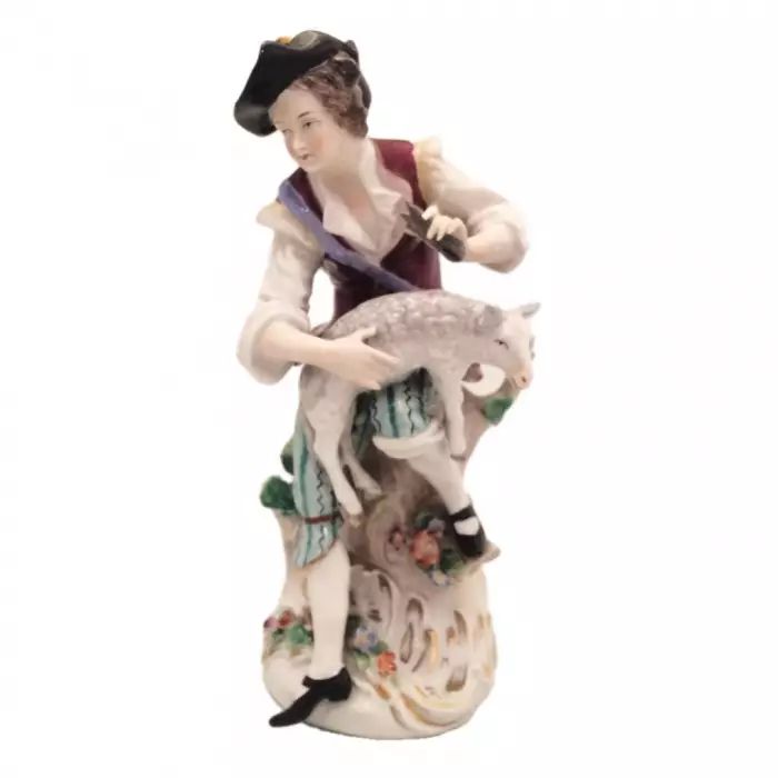 Figurine en porcelaine Tonte des moutons. 