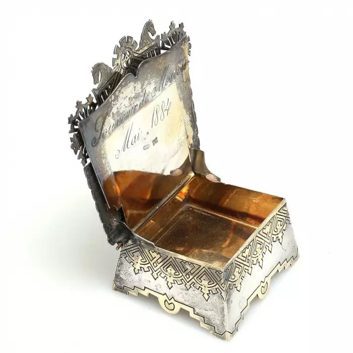 Silver Throne-Salt shaker in the Russian style. Ovchinnikov Ivan.Moscow, 1884. 