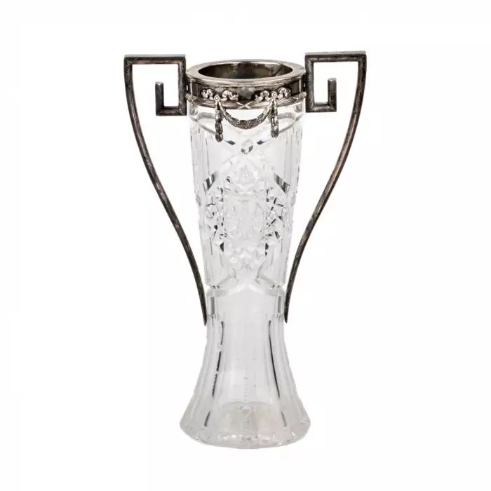 Russian vase. Crystal in silver in the neoampire style. 