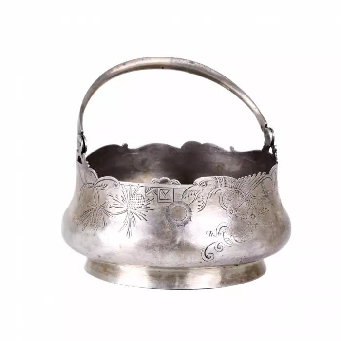 Russian silver sugar bowl