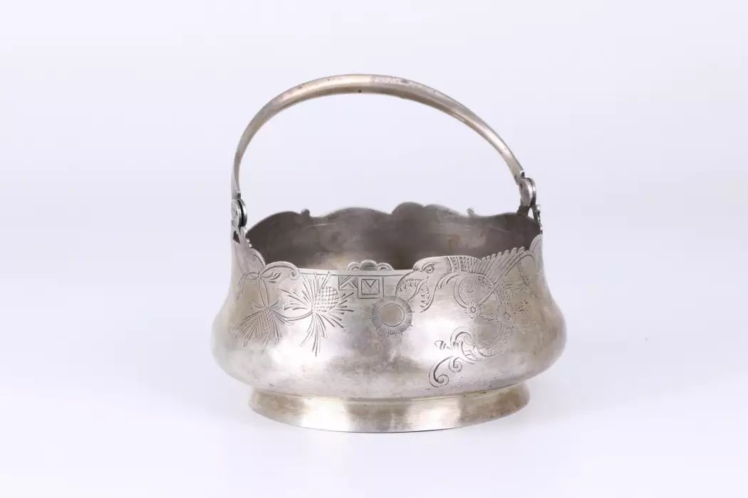 Russian silver sugar bowl