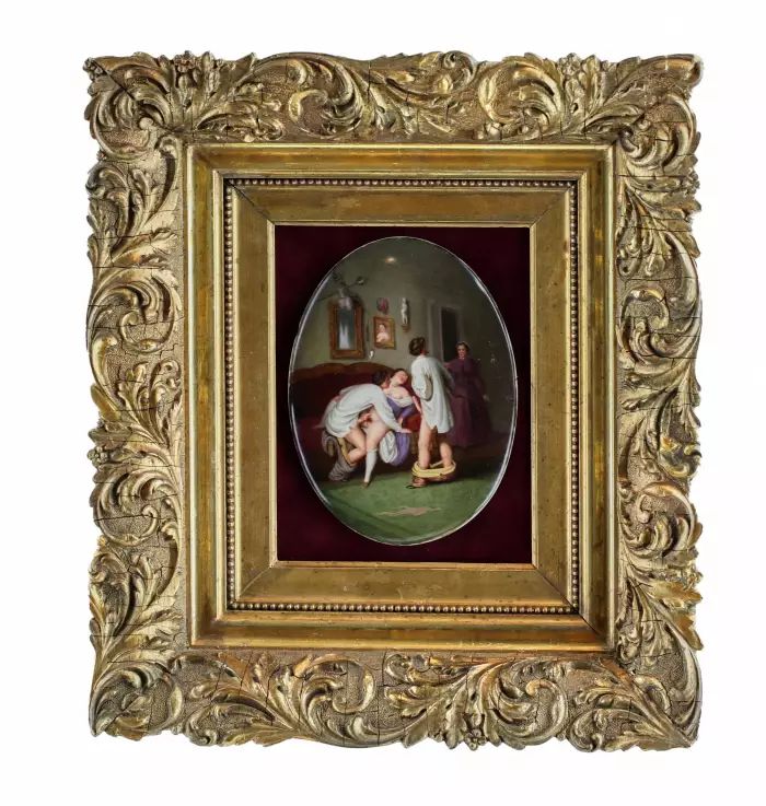 Plaque de porcelaine "Love Game", KPM Berlin, vers 1830 