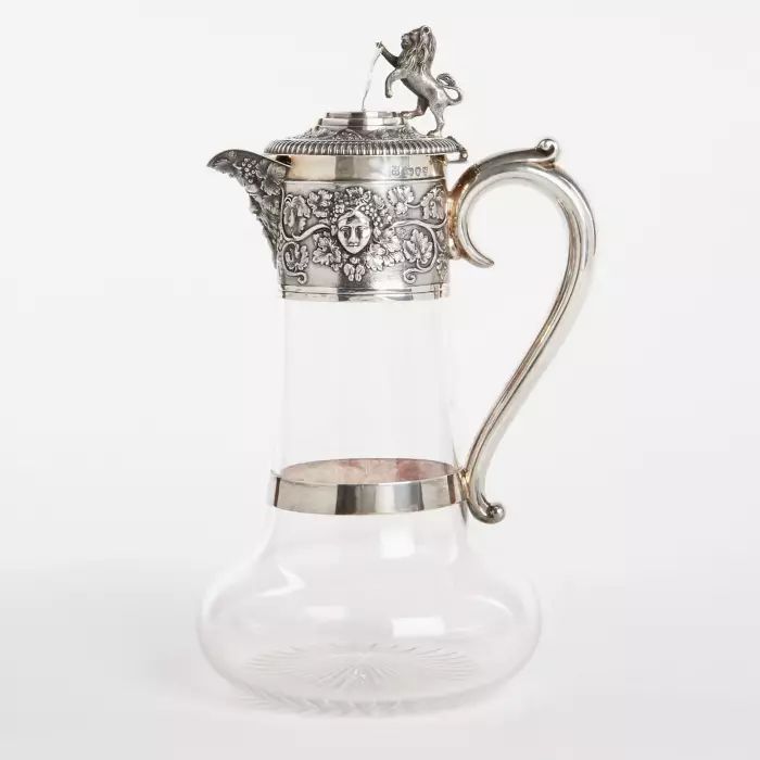 Silver Wine Jug with Glass Horace Woodward & Hugh Taylor, London 1893. 