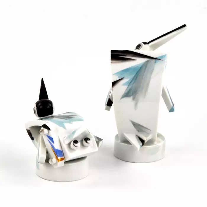 A pair of Meissen porcelain penguins, Art Deco style. 