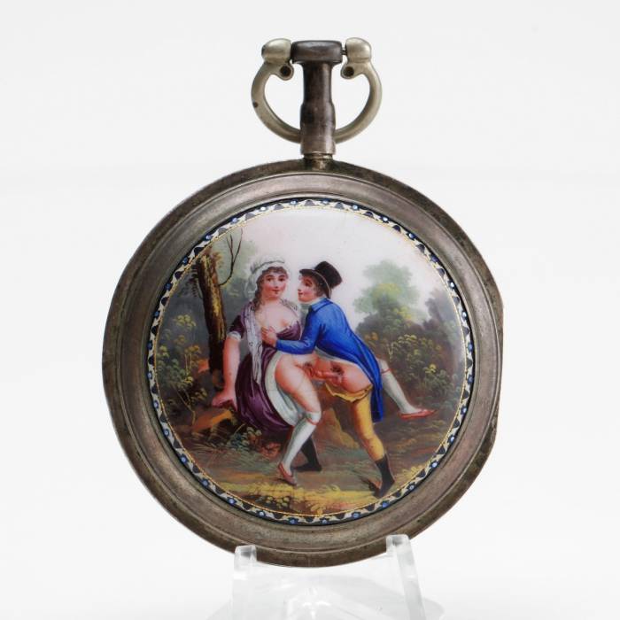 Pocket watch depicting an erotic scene. Duchêne a Geneve