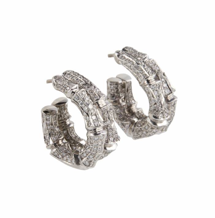 Boucles d'oreilles avec diamants modèle Bambou "Cartier" 