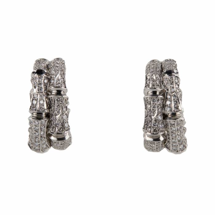 Boucles d'oreilles avec diamants modèle Bambou "Cartier" 