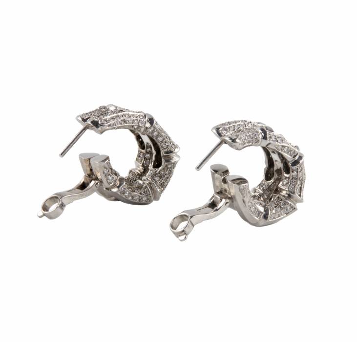 Boucles d'oreilles avec diamants modèle Bambou "Cartier" 