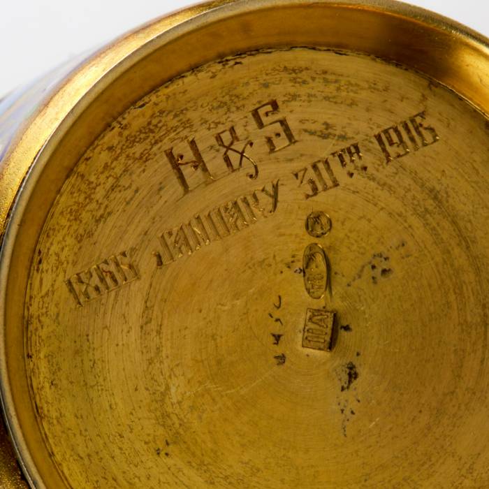 Six silver enameled cups with saucers, 11 artel. 