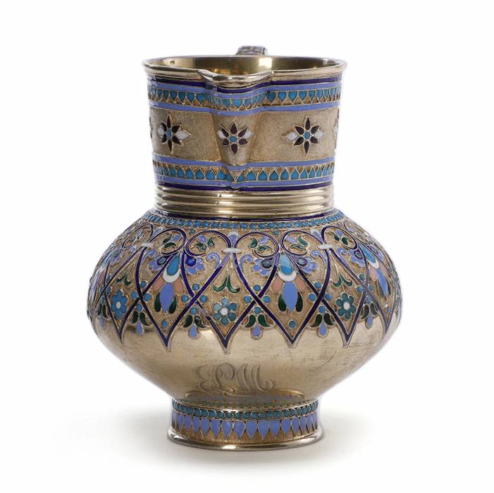 Russian silver jug for kvass. Antip Ivanovich Kuzmichev 1891. 