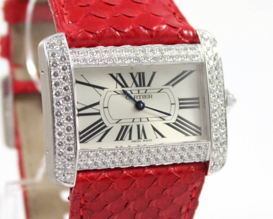 Montre femme Cartier Divan XL Diamant. 