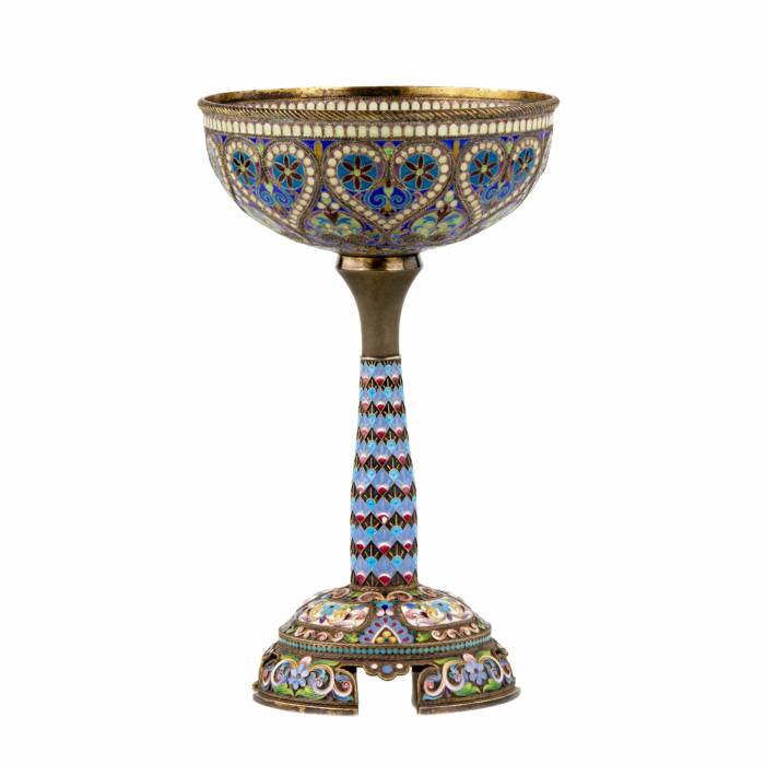 The magnificent silver goblet of Ivan Khlebnikov: painted, cloisonne, and stained glass enamels. 
