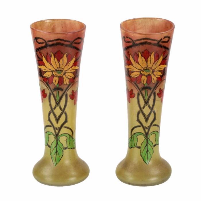 Pair of Art Nouveau glass vases.