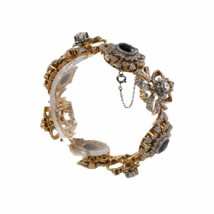 Bracelet en or et platine avec diamants et saphirs 
