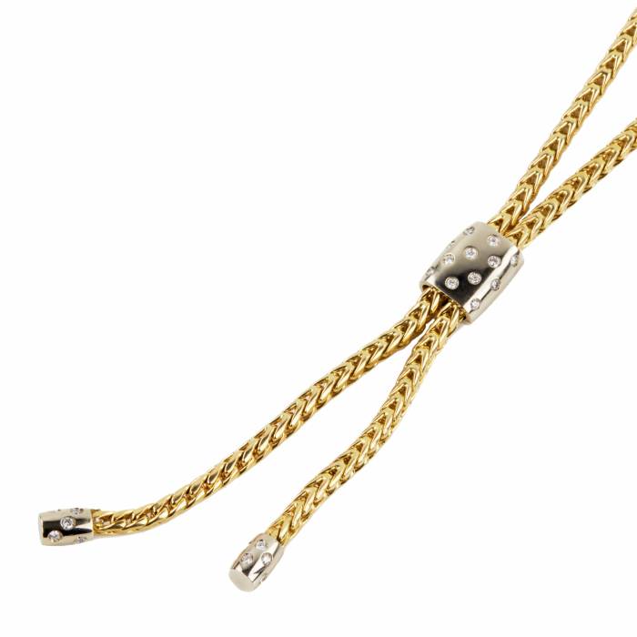 Gold pendant-chain with diamonds. Vintage Pomellato Spiga.