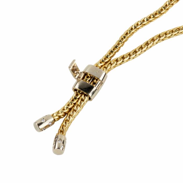Gold pendant-chain with diamonds. Vintage Pomellato Spiga.
