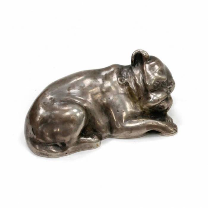 Chien en argent dans le style Fabergé, Russie 1920 siècle 