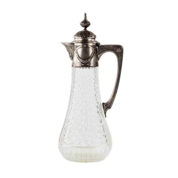 Crystal jug with silver. 