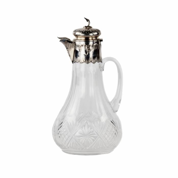French crystal jug with silver. 